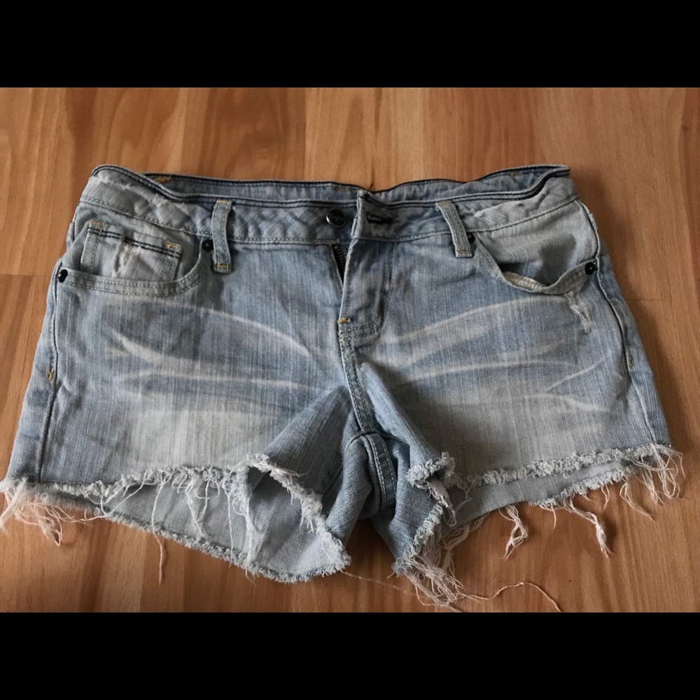 Light blue distressed shorts